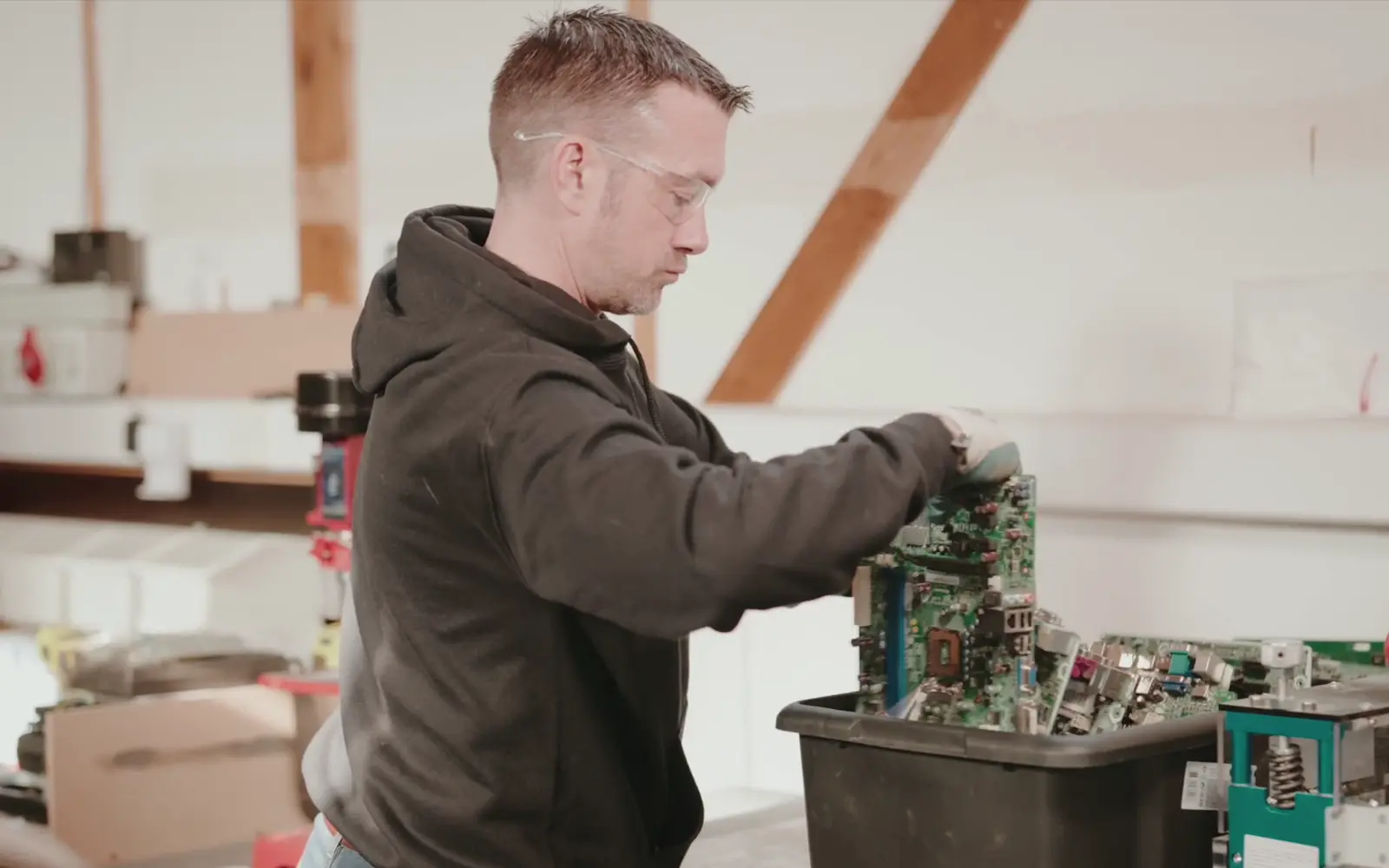 Brackley Recycling dismantling electronic circuit boards for recycling